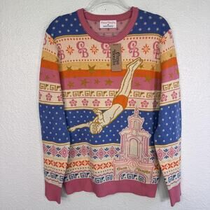 Casa Bonita Sweater Mens Medium Retro Diver Ugly Christmas Holiday Pullover NEW